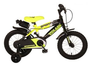 8715347020452 - Volare Sportivo Kinderfahrrad - Jungen - 14 Zoll - Neon Gelb Schwarz - Abnehmbare Stützräder