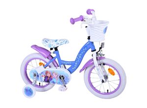 8715347214165 - Kinderfahrrad Disney Frozen 2 für Mädchen 14 Zoll Kinderrad Blau Lila