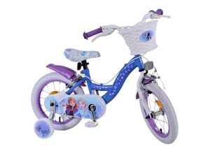 8715347214172 - Kinderfahrrad Disney Frozen 2 für Mädchen 14 Zoll Kinderrad Blau Lila