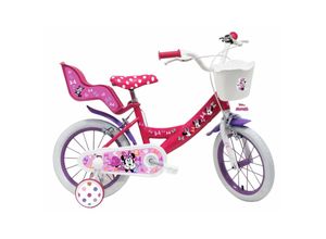 8715347215155 - Minnie Kinderfahrrad 14 Zoll Fahrrad für Körpergröße 100 - 115 cm oder ab 35 Jahre mit Puppensitz und Korb