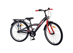 8715347225116 - Volare Thombike Kinderfahrrad - Jungen - 24 Zoll - Schwarz Rot - 3 Gänge