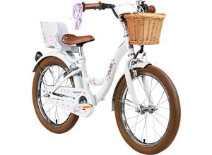 8715347318450 - Volare Blossom Kinderfahrrad 18 Zoll für Körpergröße 115 - 130 cm ab 5 Jahre Felgenbremsen Tiefeinsteiger Fahrrad mit Korb und Puppensitz