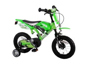 8715347993626 - Volare Motorrad Kinderfahrrad - Jungen - 12 Zoll - Grün - Zwei Handbremsen