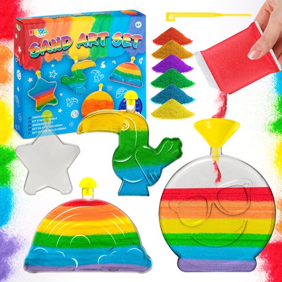8715427124025 - Play Sand Coloured Crafts - Sand Art - Sandspielsets für Kinder - Farbiger Sand mit 4 lustigen Flaschen - Crafts girls 6 years old