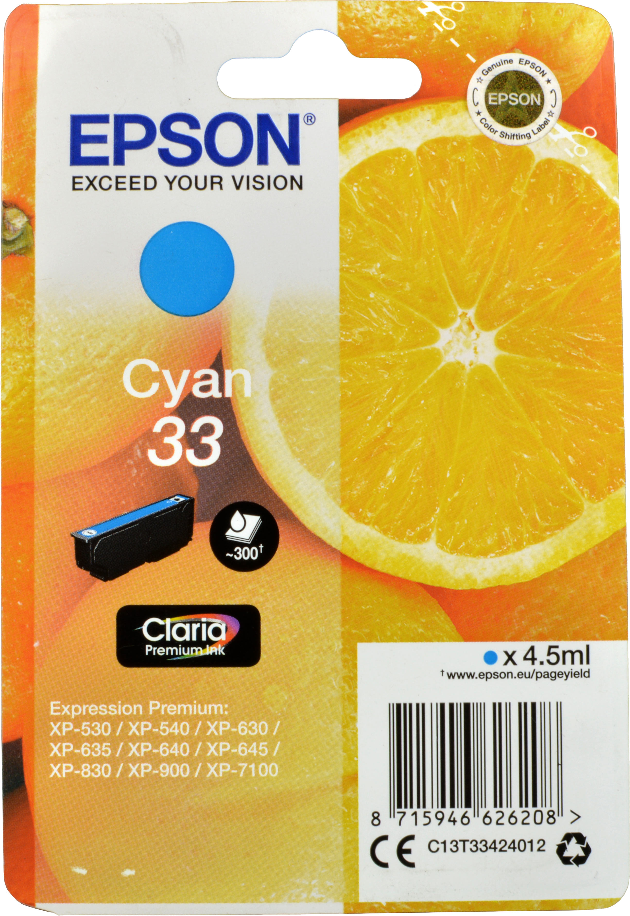 8715946626208 - Druckerpatrone Claria Premium 33 (C13T33424012) cyan 8715946626208 Epson