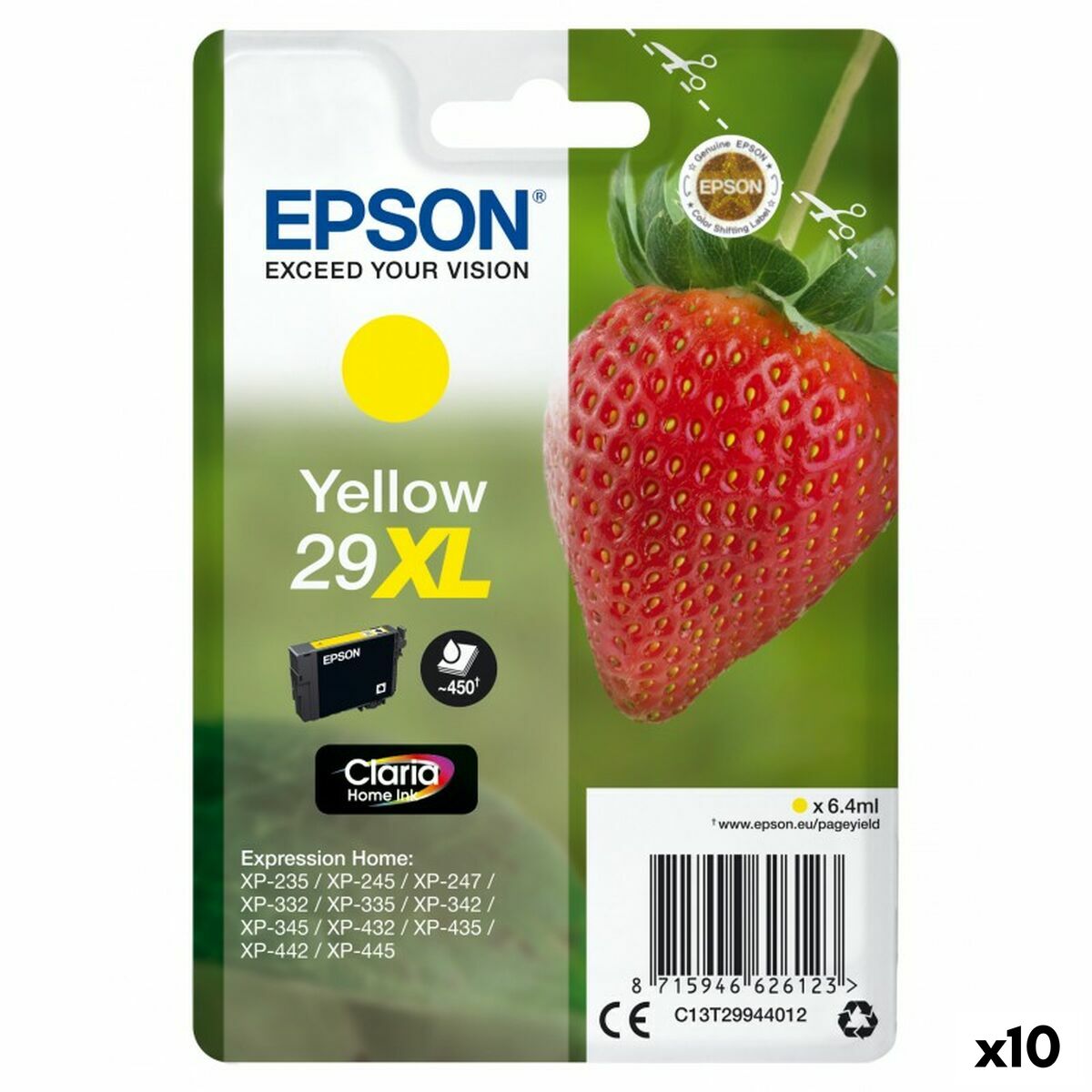 8715946626543 - Original Ink Patrone EPSON XP 235 332 335 432 435 - Nr 29 XL Gelb (10 Einheiten)