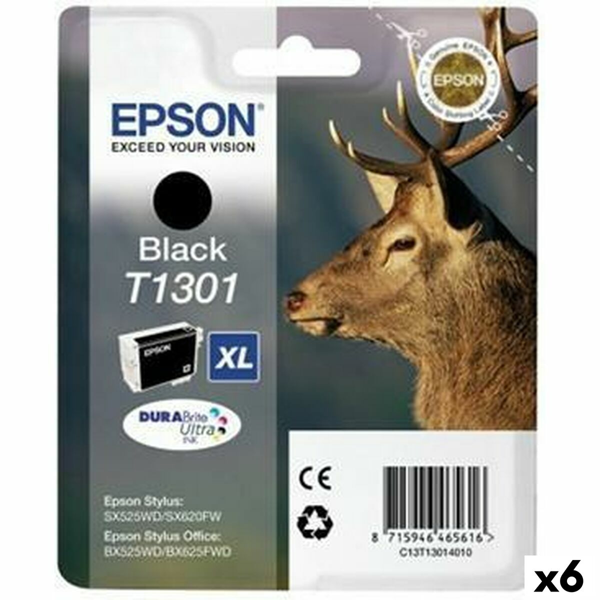 8715946627625 - Original Ink Patrone EPSON SX525WD 620FW Office B42WD 525WD 625FWD 925FWD Black (6 Einheiten)