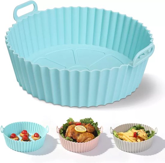 8715986905691 - Airfryer Tablett - Silikon - Wiederverwendbar - 20 cm - Blau 8715986905691 - Airfryer Tablett - Silikon - Wiederverwendbar - 20 cm - Blau