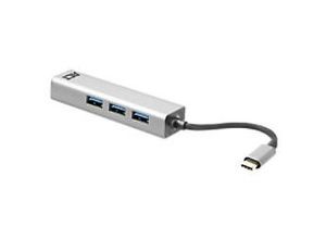 8716065395563 - Act AC7055 1 x USB C Stecker auf 3 x USB A Gigabit Network Port Hub 015 m Schwarz Grau