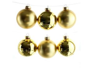 8716128765906 - - Christbaumkugeln Goldfarben ø 8 cm aus Glas - 6er Set