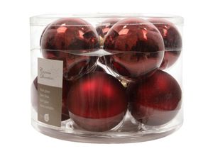 8716128973714 - - Christbaumkugeln Ox Blood dunkelrot 5 x glänzend & 5 x matt ø 6 cm aus Glas - 10er Set