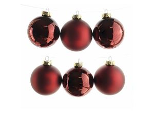 8716128973875 - Iperbriko - Weihnachtskugeln zum Hängen im Glas 8 cm Rot 6er-Set