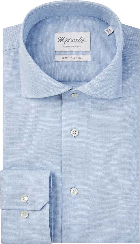 8716172125046 - Slim Fit Herrenhemd - Dobby - blau - Bügelfrei - Kragenweite 41