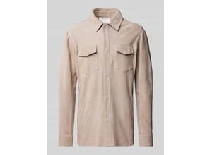 8716172353975 - Slim Fit Lederhemd mit Brustpattentaschen