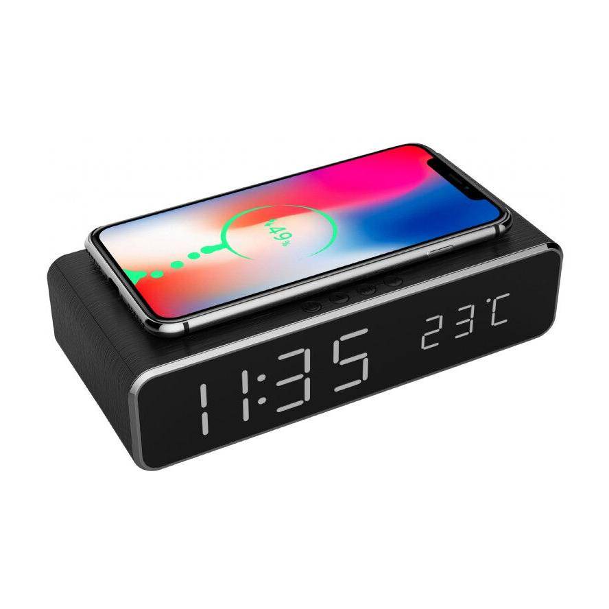 8716309107778 - Digital alarm clock with Qi wireless charging function - Black