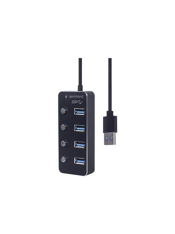 8716309124591 - - hub - powered with switches black - 4 ports USB-Hubs - 4 - Schwarz