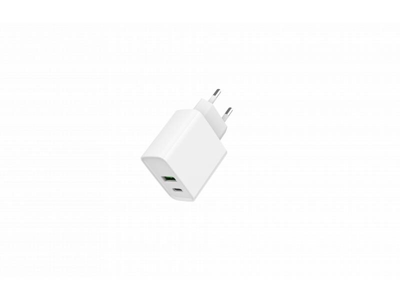 8716309128667 - Universal GaN USB charger QC 30 & PD 20W 2-port - White