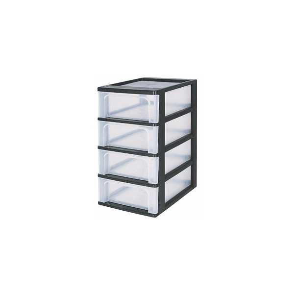 8716382151606 - Iris Ohyama - Schubladenschrank Schubladencontainer 4 Schubladen mit 7 l Format A4 durchsichtige Schubladen Büro Wohnzimmer - Organizer Chest