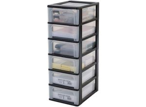 8716382156786 - Iris Ohyama - Schubladenschrank Schubladencontainer 6 Schubladen mit 7 l Format A4 durchsichtige Schubladen Büro Wohnzimmer - Organizer Chest