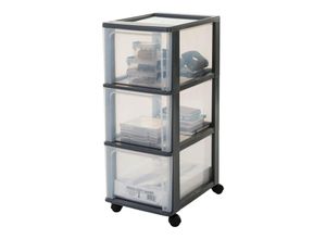 8716382158902 - Iris Ohyama - Schubladenschrank Schubladencontainer 3 Schubladen mit 13 l Format A4 durchsichtige Schubladen Büro Wohnzimmer - Organizer Chest