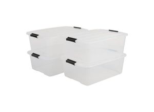 8716382175428 - 4er-Set Aufbewahrungsboxen 30 l mit Clips stapelbar Wohnzimmer Schlafzimmer Garage - Top Box TB-30 - Transparent - Iris Ohyama