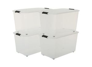 8716382176142 - Iris Ohyama Aufbewahrungsbox aus Kunststoff 70 l Büro-Aufbewahrungsbox 4er-Set TBR-70 transparent stapelbar Verschlussclips – B68 x T39 x H38