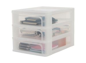 8716382183485 - Schubladenschrank Schubladencontainer 3 Schubladen mit 4 l Format A4 durchsichtige Schubladen Büro Wohnzimmer - Organizer Chest OCH-2030 - Weiß