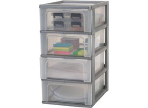 8716382183515 - Schubladenschrank Schubladencontainer 4 Schubladen mit 7 l Format A4 durchsichtige Schubladen Büro Wohnzimmer - Organizer Chest OCH-2004 - Grau