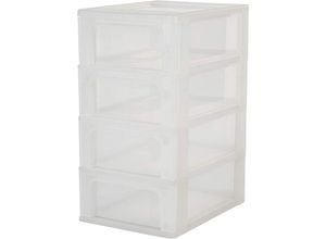 8716382183546 - Schubladenschrank Schubladencontainer 4 Schubladen mit 7 l Format A4 durchsichtige Schubladen Büro Wohnzimmer - Organizer Chest OCH-2004 - Weiß