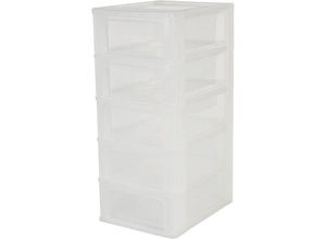 8716382183553 - Schubladenschrank Schubladencontainer 5 Schubladen mit 7 l Format A4 durchsichtige Schubladen Büro Wohnzimmer - Organizer Chest OCH-2005 - Weiß