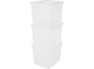 8716382184406 - Iris Ohyama - 3er-Set Aufbewahrungsboxen 30 l durchsichtig stapelbar Wohnzimmer Schlafzimmer - Modular Clear Box MCB-30 - Transparent