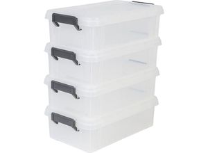 8716382184611 - 4er-Set Aufbewahrungsboxen 4 l mit Clips stapelbar Garage - Multi Box MBX-4 - Transparent - Iris Ohyama