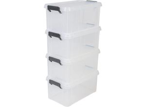 8716382184628 - Iris Ohyama 4er-Set Aufbewahrungsboxen 6 L mit Einrastgriffen stapelbar Garage - Multi Box MBX-6 - Transparent