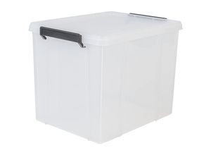 8716382184642 - Aufbewahrungsbox aus Kunststoff 38 l Büro-Aufbewahrungsbox BPA-frei MBX-38 transparent stapelbar Verschlussclips – B45 x T35 x H345 cm - Iris