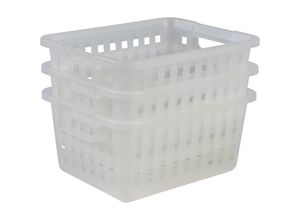 8716382184963 - Iris Ohyama 3er-Set Aufbewahrungskörbe 116 L stapelbar ergonomische Griffe Badezimmer Ankleidezimmer - Korb VM-30 - Transparent