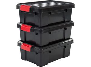 8716382185069 - 3er-Set Aufbewahrungsbox diy 125 l mit Clips stapelbar Garage - Power Box SK-130 - Schwarz - Iris Ohyama