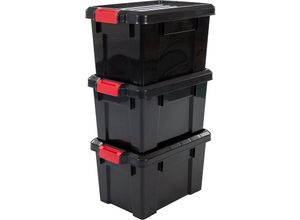 8716382185076 - 3er-Set Aufbewahrungsbox diy 21 l mit Clips stapelbar Garage - Power Box SK-210 - Schwarz - Iris Ohyama