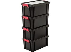 8716382191701 - 4er-Set Aufbewahrungsboxen 6 l mit Klickverschluss stapelbar Büro Schlafzimmer Garage - Multi Box MBX-6 - Schwarz - Iris Ohyama