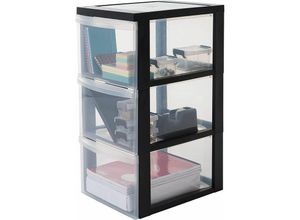 8716382192111 - Iris Ohyama - Aufbewahrungsturm aus Kunststoff 15-Liter-Büroschublade 3 Schubladen BPA-frei DC-303 Schwarz ergonomischer Griff – B40 x T29 x