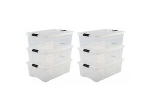 8716382192890 - 6er-Set Aufbewahrungsboxen 30 l mit Clips stapelbar Wohnzimmer Schlafzimmer Garage - New Top Box NTB-30 - Transparent - Iris Ohyama