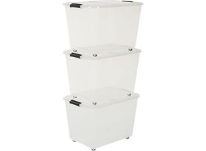 8716382194191 - Aufbewahrungsbox aus Kunststoff 60 l Büro-Aufbewahrungsbox 3er-Set TBRH-60 transparent stapelbar Verschlussclips – B39 x T575 x H38 cm - Iris