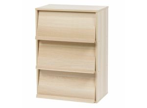 8716382203640 - Möbel Bücherregal Aufbewahrungsregal 3 Klapptüren Design Modern Mehrzweck Büro Schlafzimmer Wohnzimmer - Flap Rack CHR-3 - Hellbraun - Iris