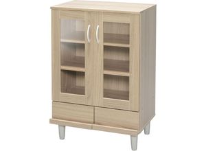 8716382203800 - Iris Ohyama - Aufbewahrungsmöbel Buffet Geschirrschrank Schrank 3 Türen 3 verstellbare Regale Zeitgenössisch Design Robust Küche Esszimmer