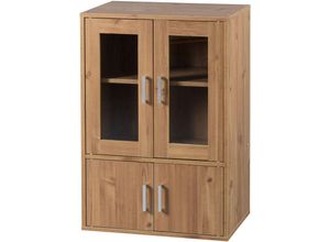 8716382205958 - Iris Ohyama - Möbel Bücherregal Geschirrschrank Sideboard mit 4 Regalen und 4 Türen Vielseitig verwendbar Büro Küche Schlafzimmer Wohnzimmer