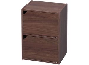 8716382206450 - Bücherregal Möbel mit 2 Türen und 2 Regalen Einfache Montage Design Modular Büro Schlafzimmer Wohnzimmer - Module Shelf MDB-2D - Braun - Iris