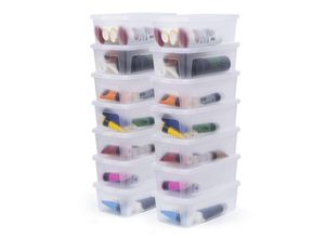 8716382211874 - Iris Ohyama Kunststoff-Aufbewahrungsbox 5-Liter-Büro-Aufbewahrungsbox 14er-Set MCB-5 transparent stapelbar Verschlussclips – B34 x T19 x H11 cm