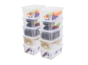 8716382211881 - Iris Ohyama - Aufbewahrungsbox aus Kunststoff 11 l Büro-Aufbewahrungsbox 10 Stück MCB-11 transparent stapelbar Verschlussclips – B395 x T265