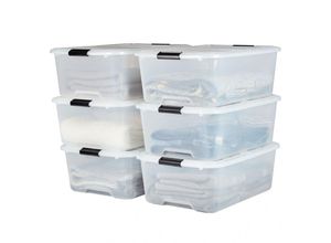 8716382211904 - Aufbewahrungsbox aus Kunststoff 30 l Büro-Aufbewahrungsbox 6er-Set TBH-30 transparent stapelbar Verschlussclips – B39 x T57 x H205 cm - Iris