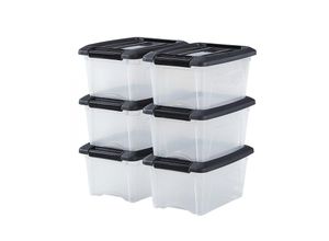 8716382212222 - Kunststoff-Aufbewahrungsbox 5-Liter-Garage-Aufbewahrungsbox 6er-Set BPA-frei NTB-5 Schwarz stapelbar Verschlussklammern – B28 x T195 x H14 cm