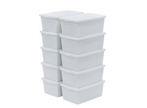 8716382215650 - Iris Ohyama - Vielseitige Aufbewahrungsboxen 11L 10er-Set Weiß Deckel leicht schließbar Stapelbar Robustes Plastik Für Schrank Regale